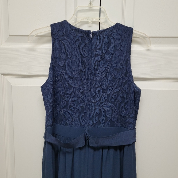 πHost Pickπ Belle Badgley Mischka Navy Full Length Formal Gown, Size 8 - Picture 6 of 14